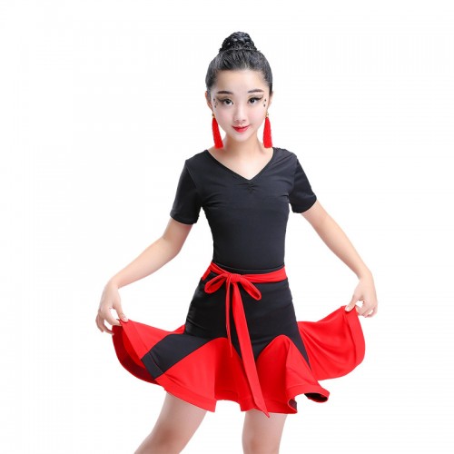 kids latin dress for girls stage performance competition ballroom salsa dance dresses